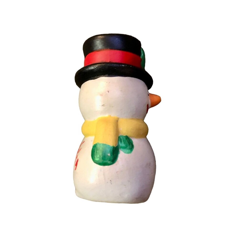 Vintage Handpainted Snowman Sits on Candlestick Used - Picture 5 of 9